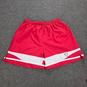 Vintage Nike Shorts Mens Large Red White Striped Logo Gym Basketball Y2k Shimmer